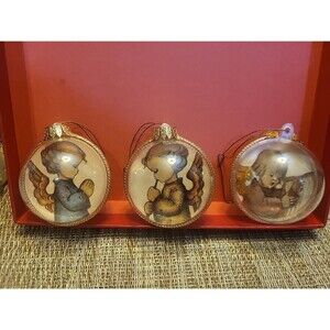 3 Vintage Hummel Christmas Ornaments Germany Reversible